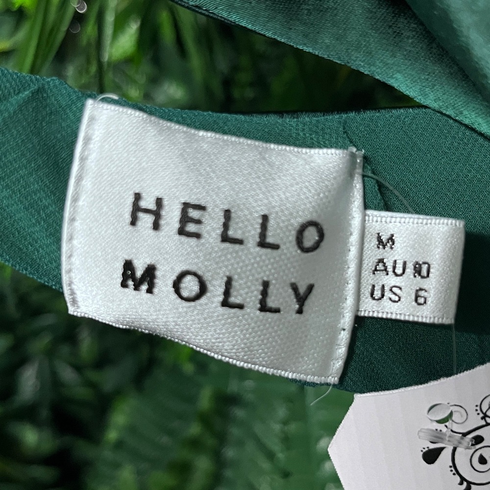 Hello Molly Dress Size 6 Emerald Green Satin Cowl Neck Cutout Maxi Gown 3927 - Picture 4 of 8